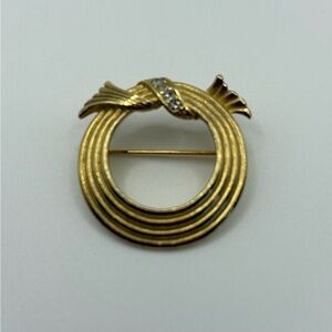Avon Gold Brooch with Crystal Details